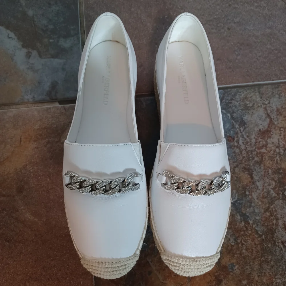 Karl Lagerfeld white leather